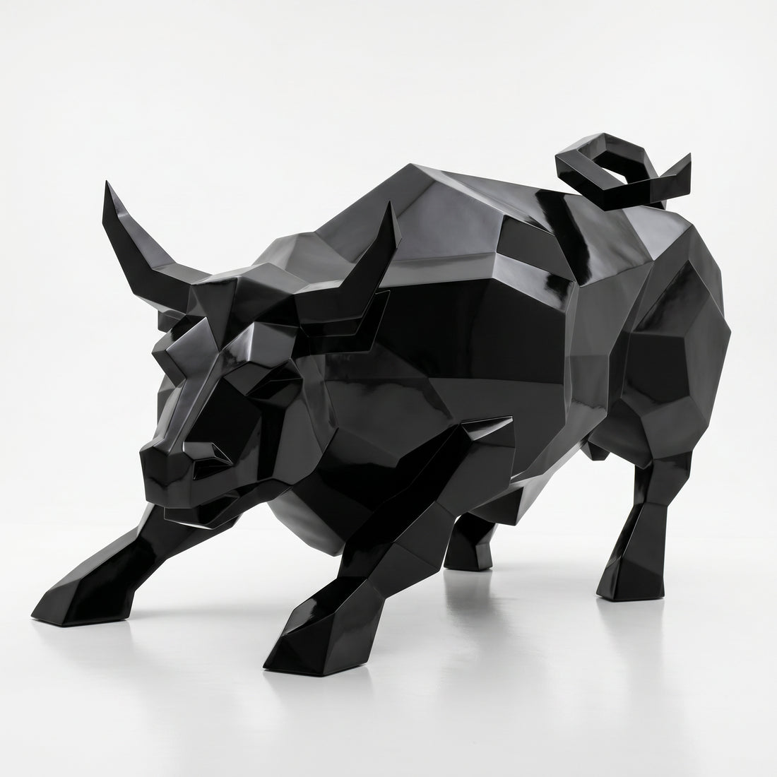 Grande Sculpture Taureau Géométrique Facettée - Sculpture Origami