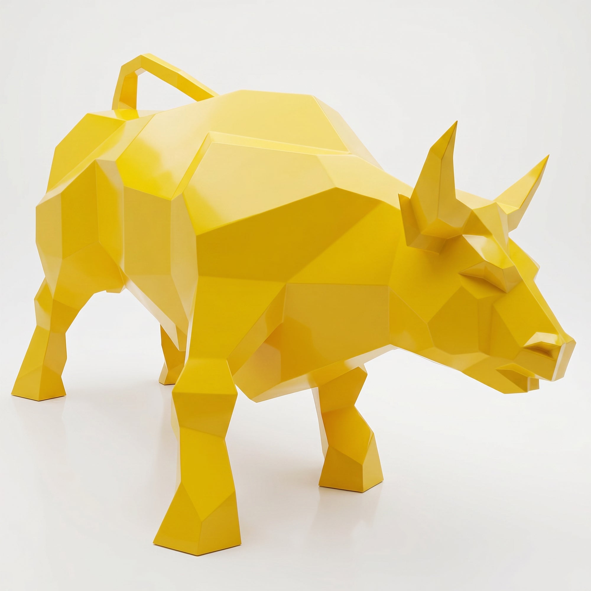 Grande Sculpture Taureau Géométrique Facettée - Sculpture Origami