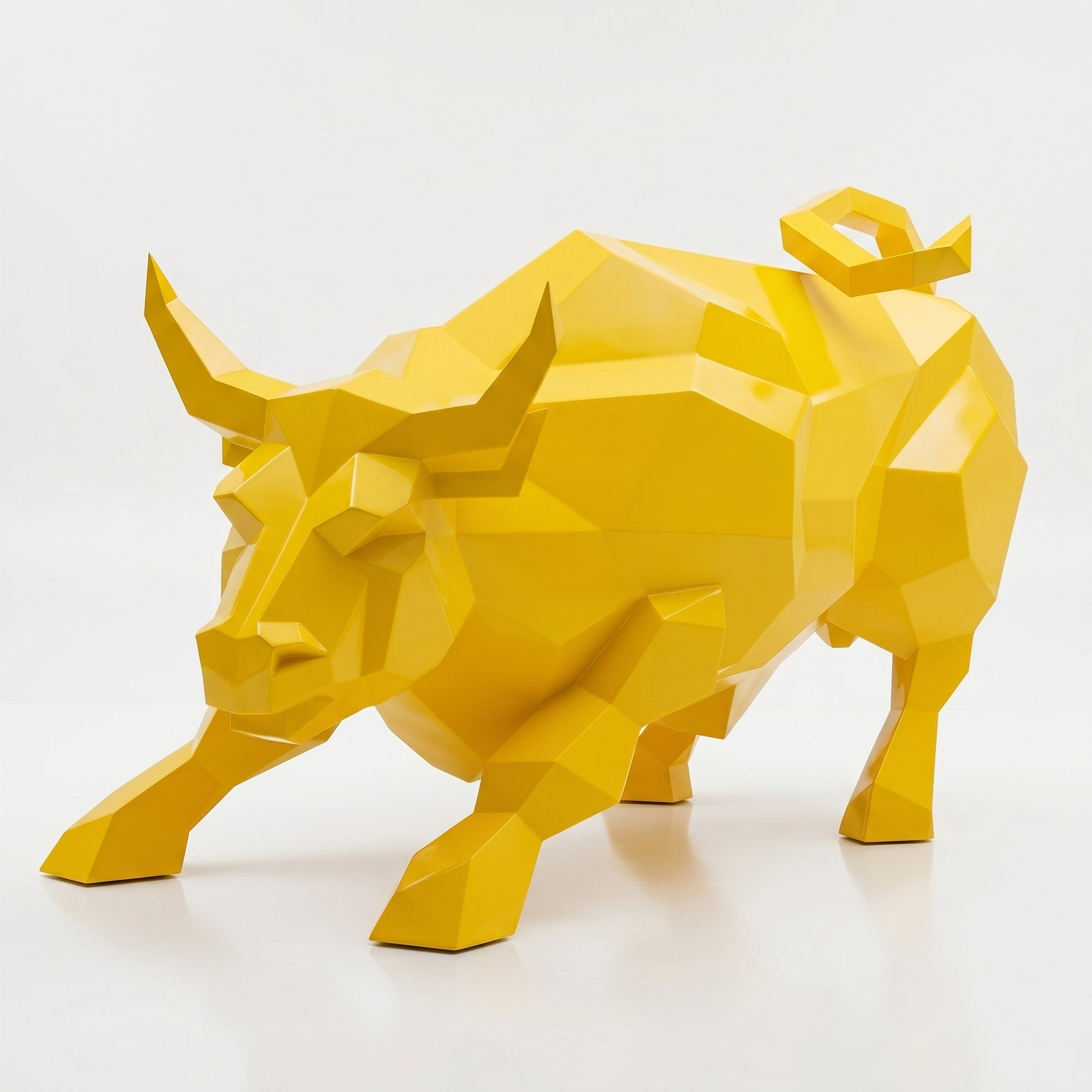 Grande Sculpture Taureau Géométrique Facettée - Sculpture Origami