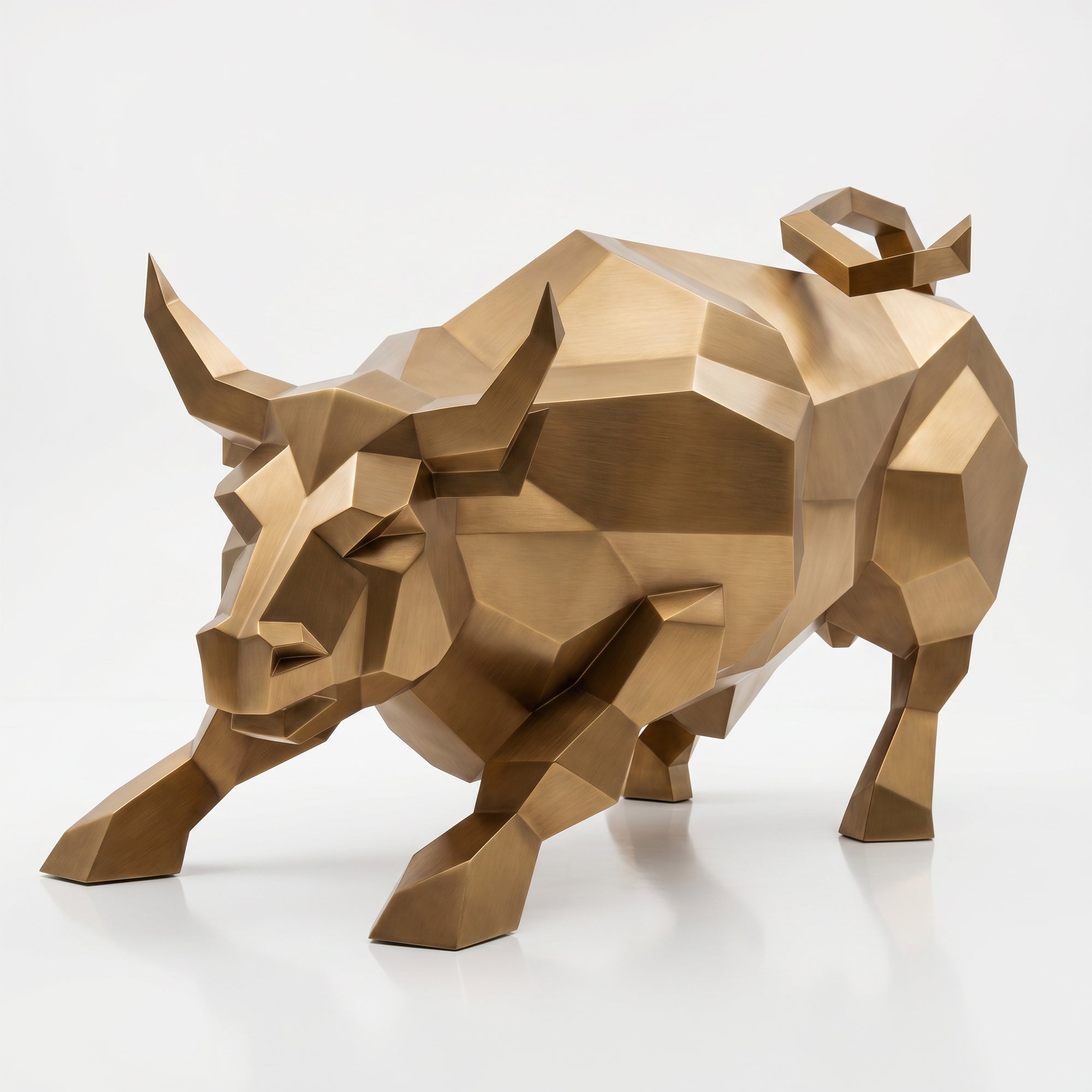 Grande Sculpture Taureau Géométrique Facettée - Sculpture Origami