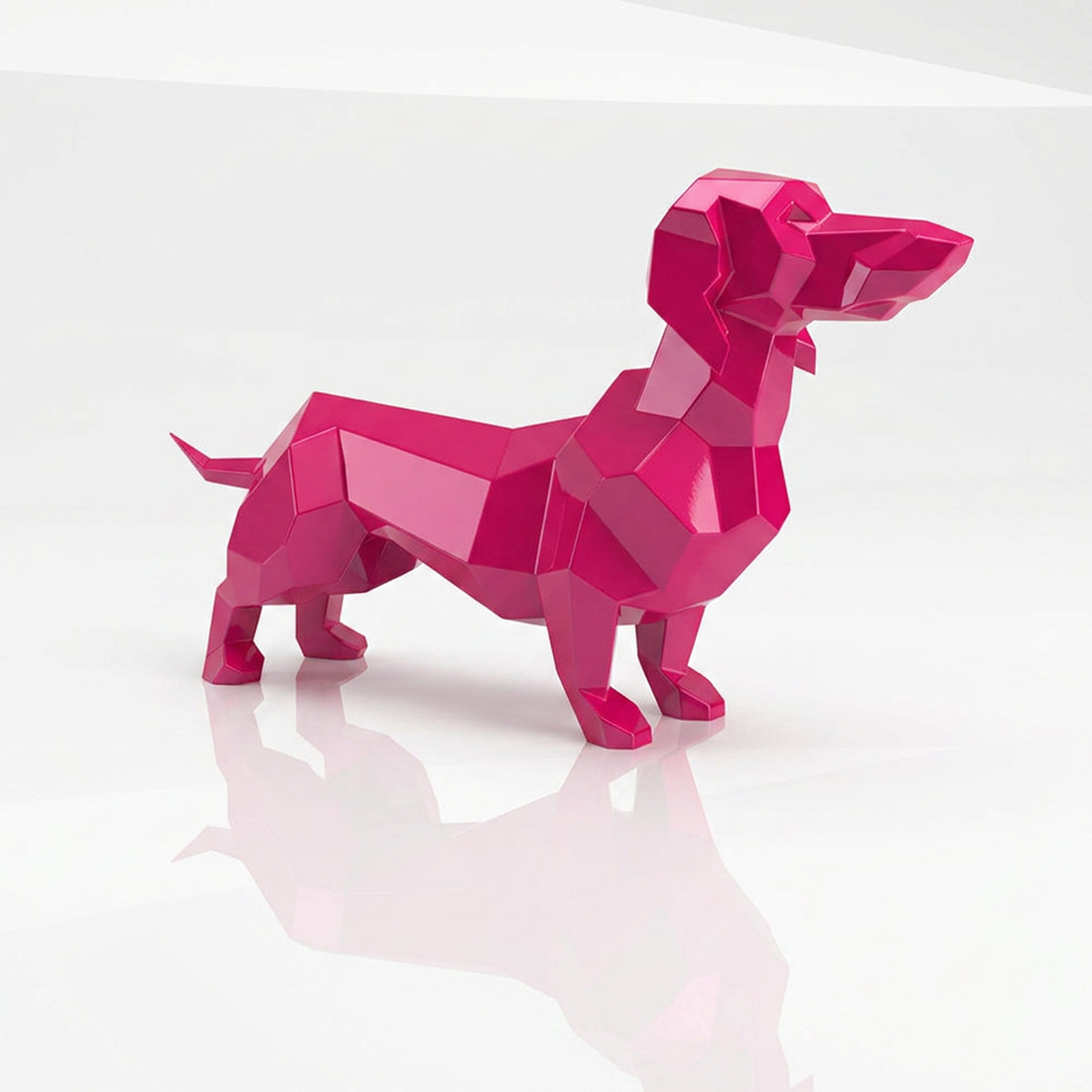 Grande Sculpture Teckel Facettée - Sculpture Origami
