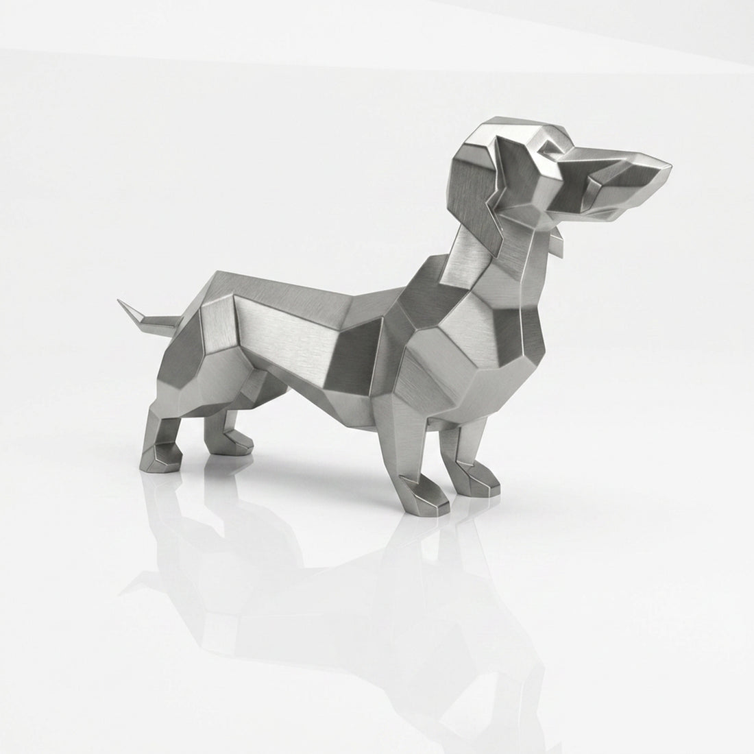 Grande Sculpture Teckel Facettée - Sculpture Origami