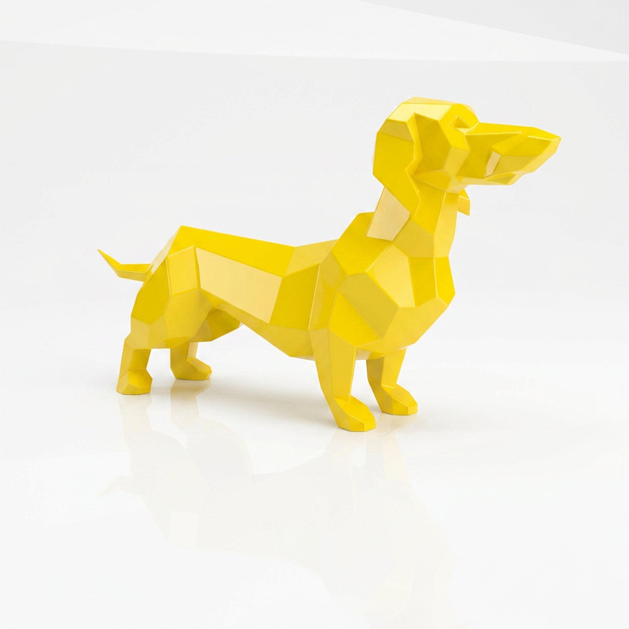 Grande Sculpture Teckel Facettée - Sculpture Origami