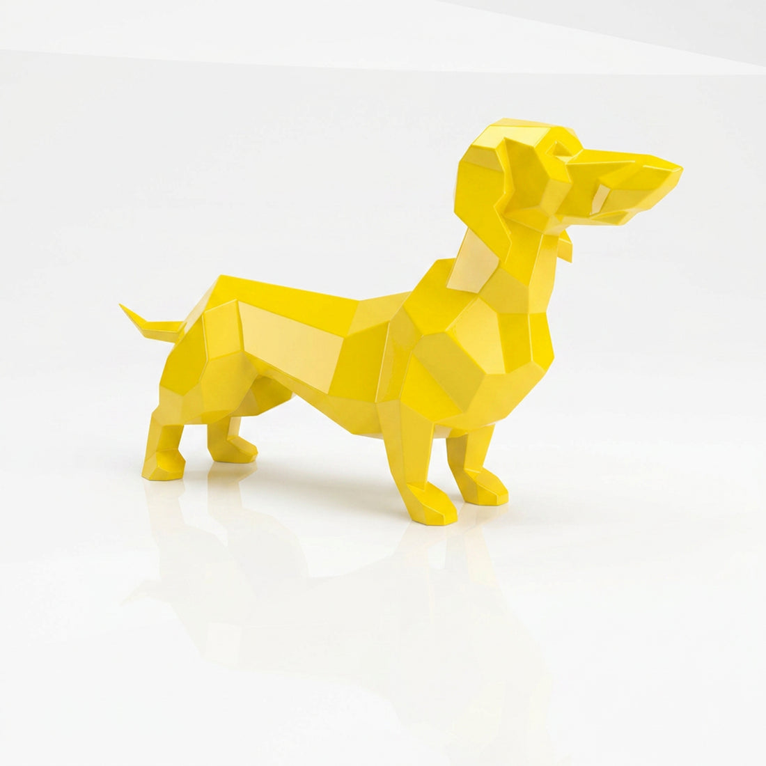 Grande Sculpture Teckel Facettée - Sculpture Origami