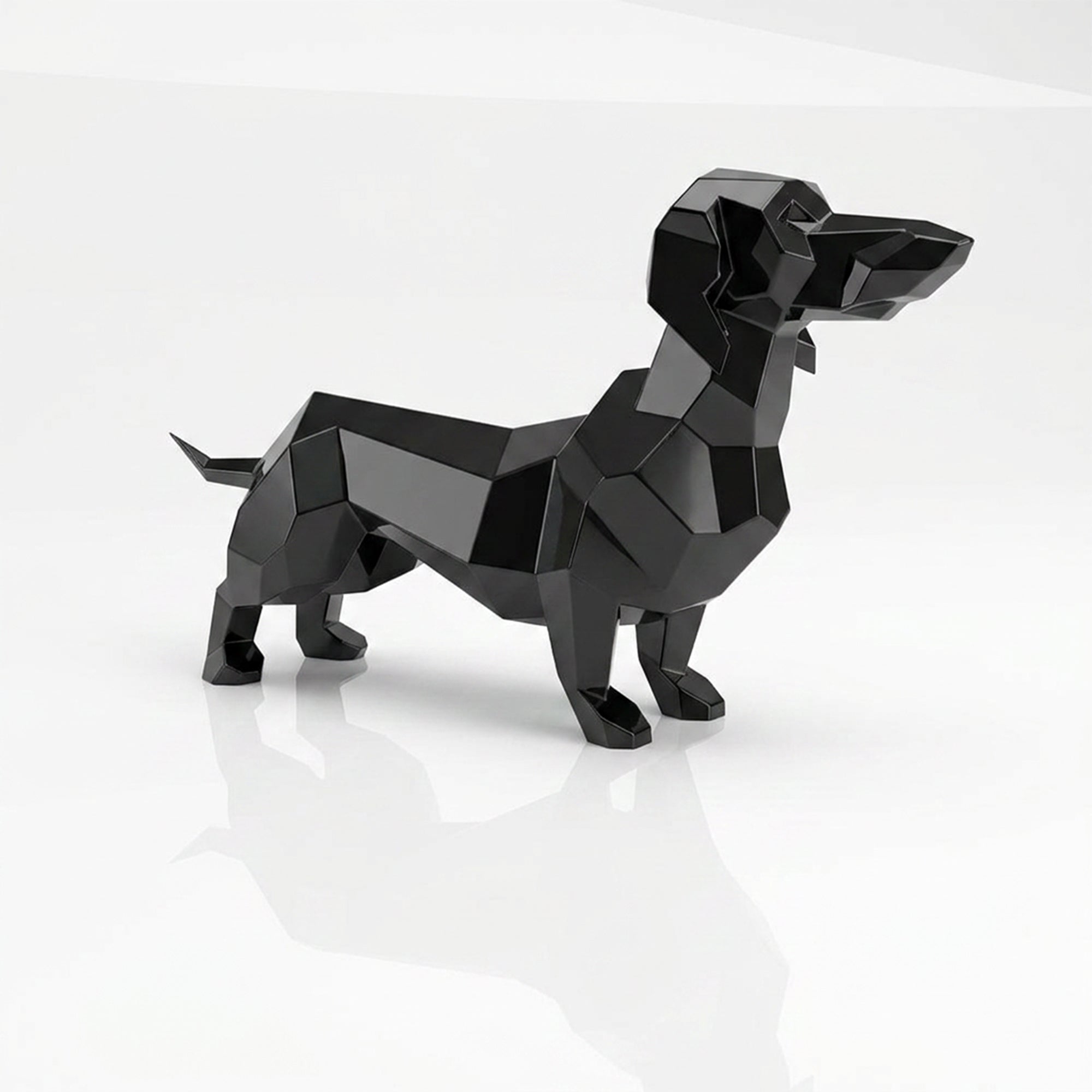 Grande Sculpture Teckel Facettée - Sculpture Origami