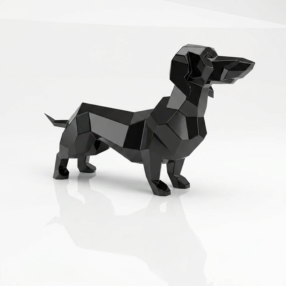 Grande Sculpture Teckel Facettée - Sculpture Origami