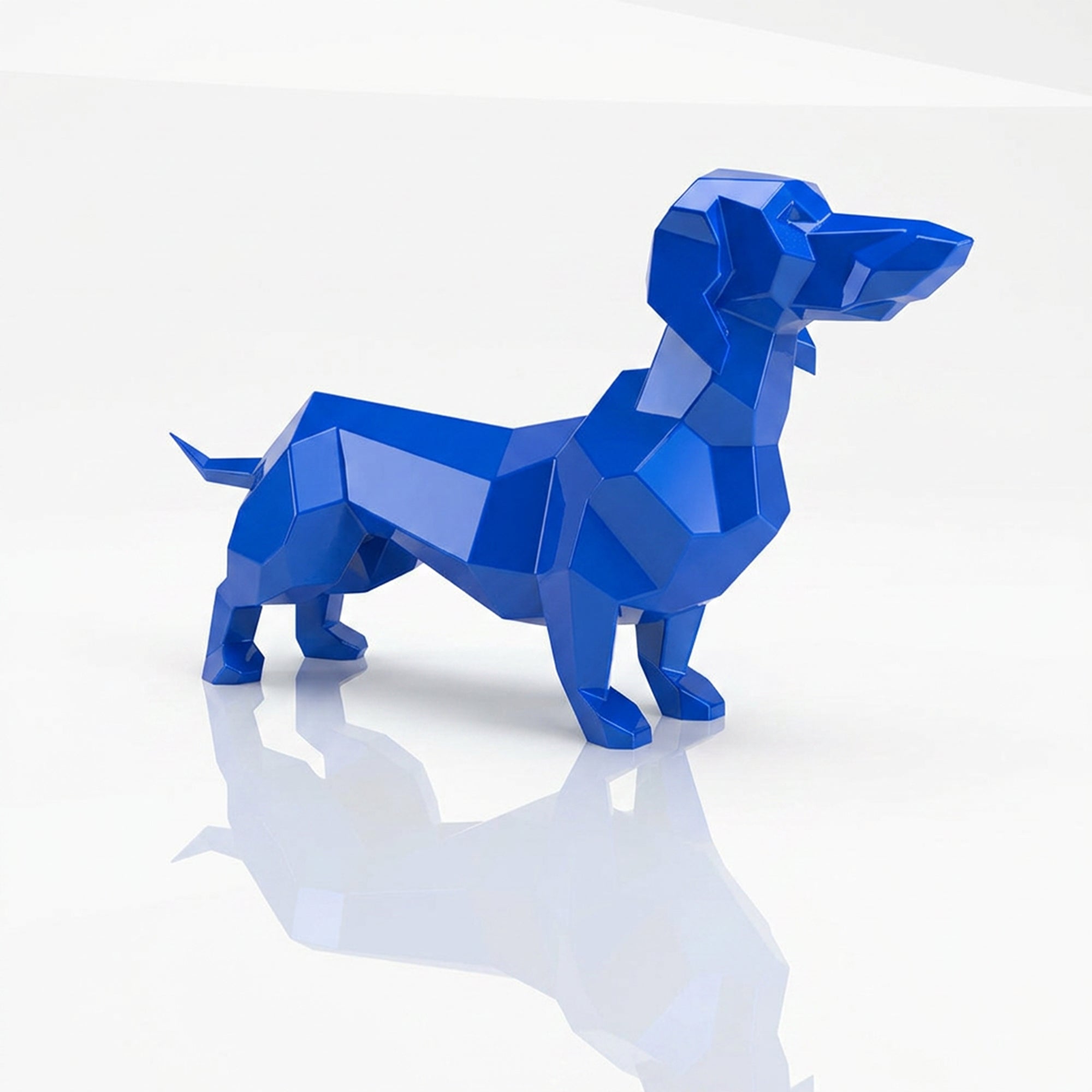Grande Sculpture Teckel Facettée - Sculpture Origami