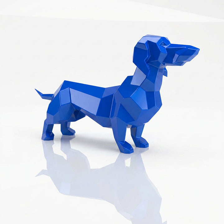 Grande Sculpture Teckel Facettée - Sculpture Origami
