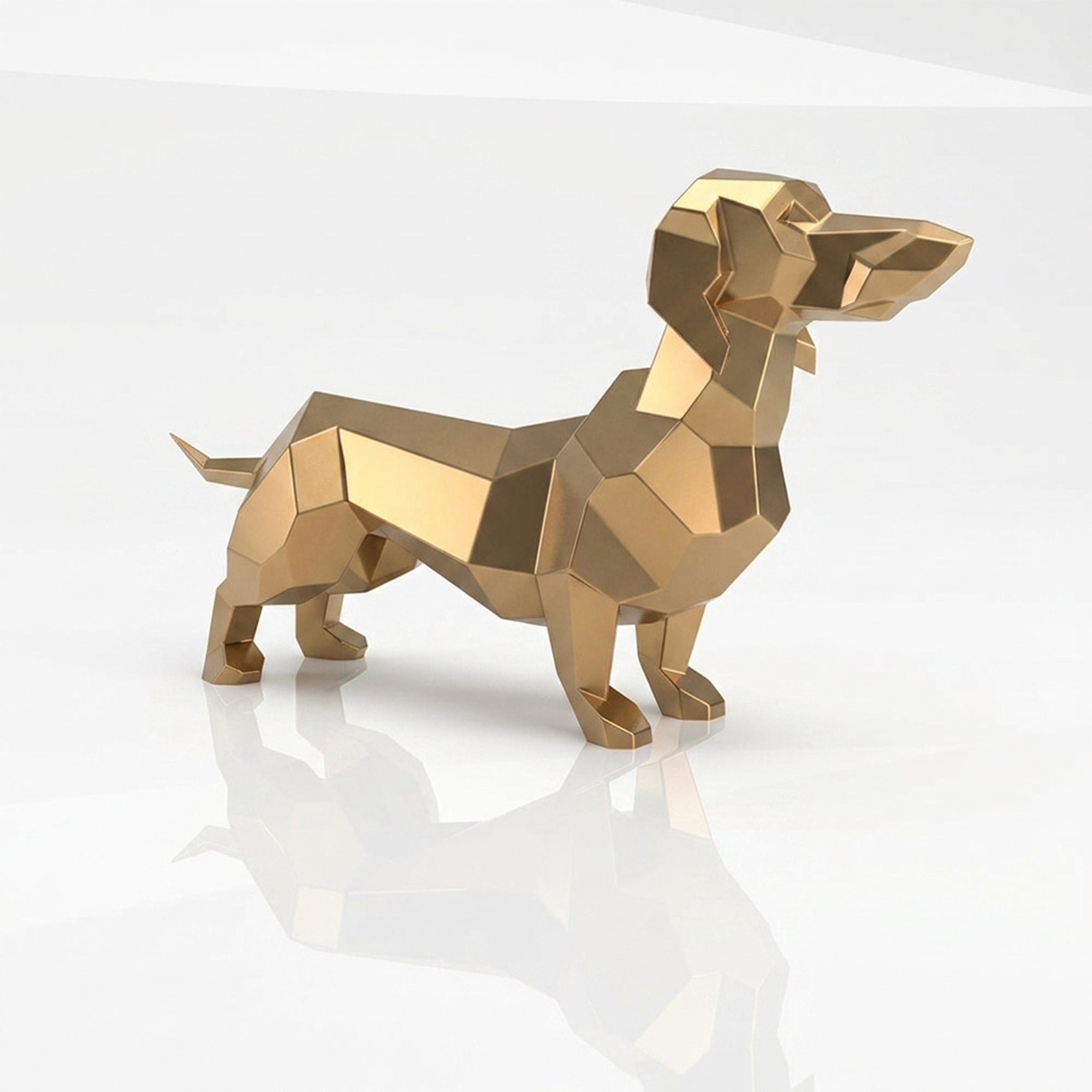 Grande Sculpture Teckel Facettée - Sculpture Origami