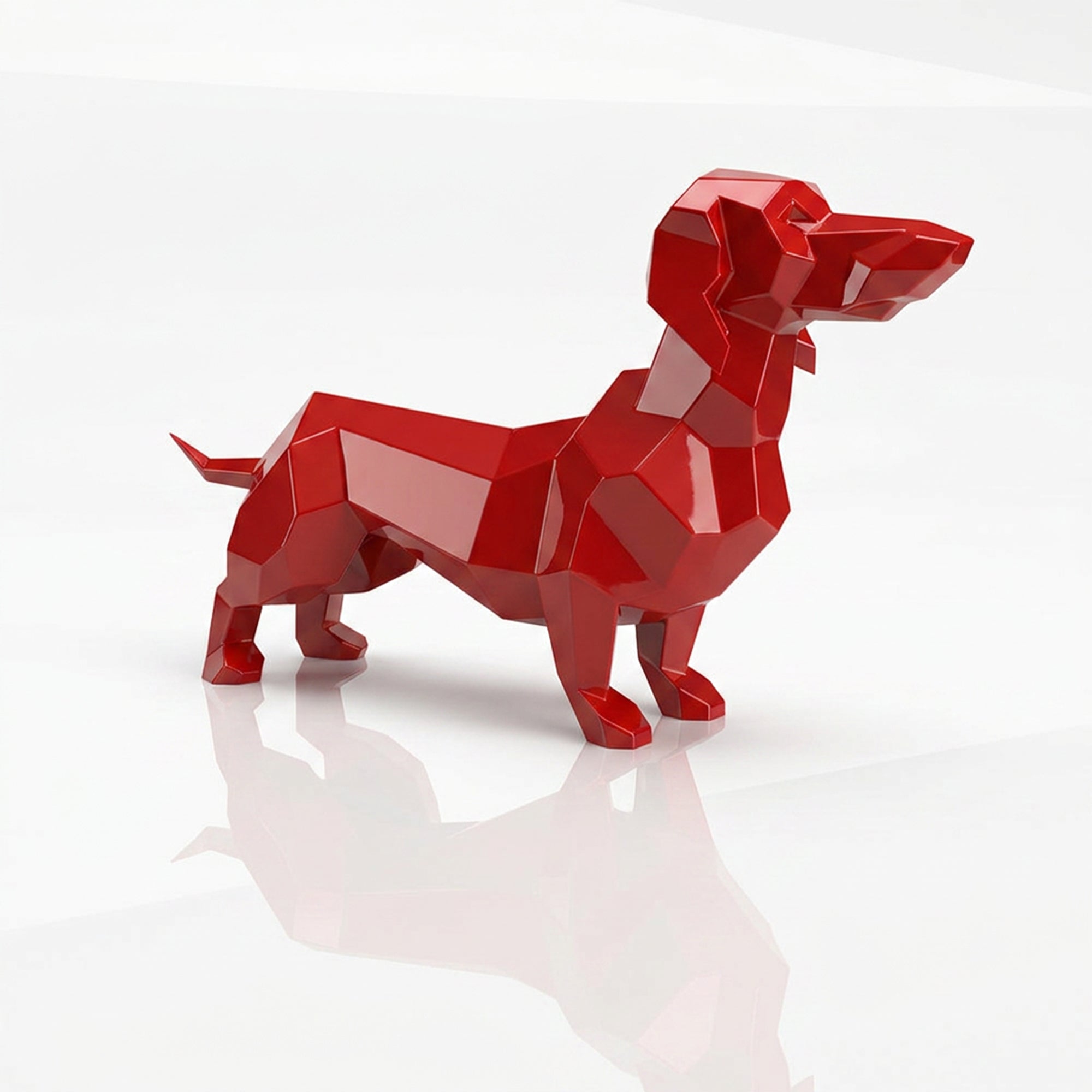 Grande Sculpture Teckel Facettée - Sculpture Origami
