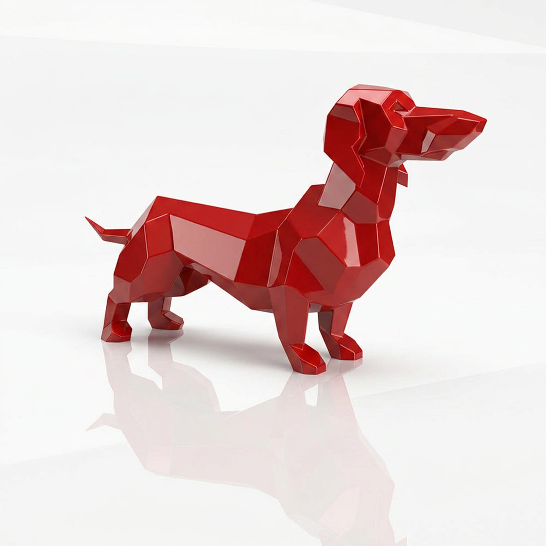 Grande Sculpture Teckel Facettée - Sculpture Origami