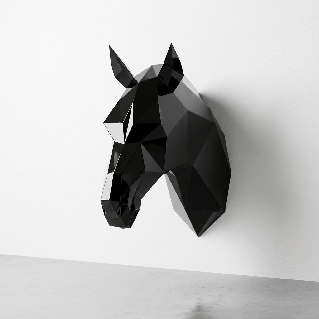 Tête de Cheval en Origami Métallique - Sculpture Origami