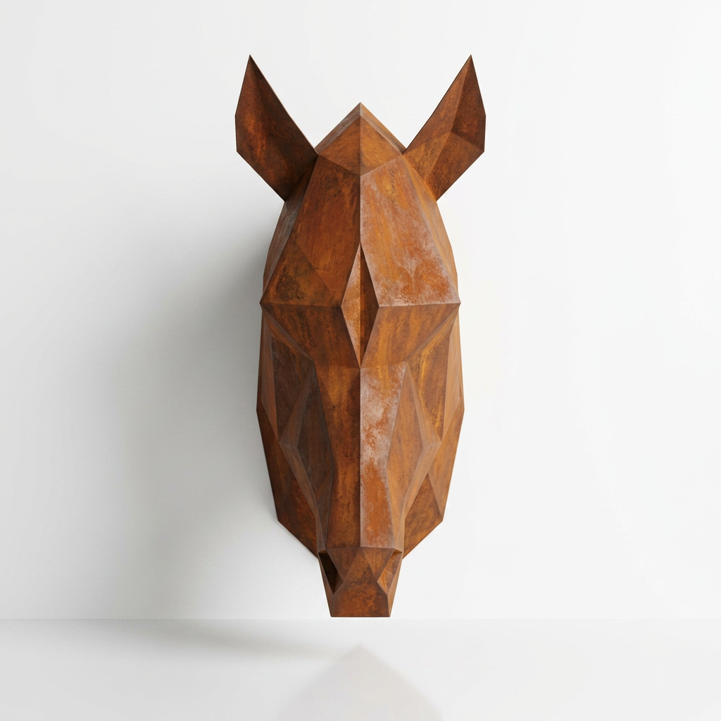 Tête de Cheval en Origami Métallique - Sculpture Origami