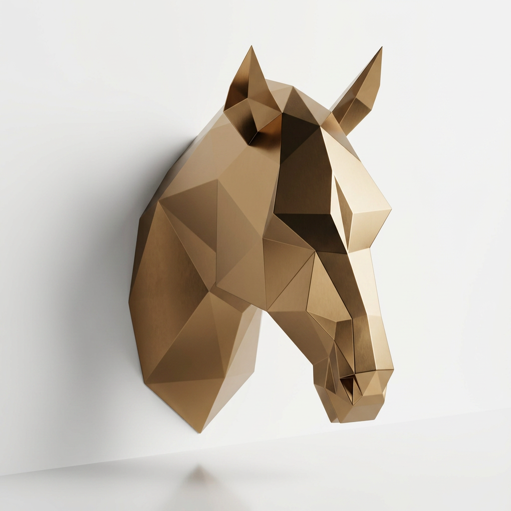 Tête de Cheval en Origami Métallique - Sculpture Origami