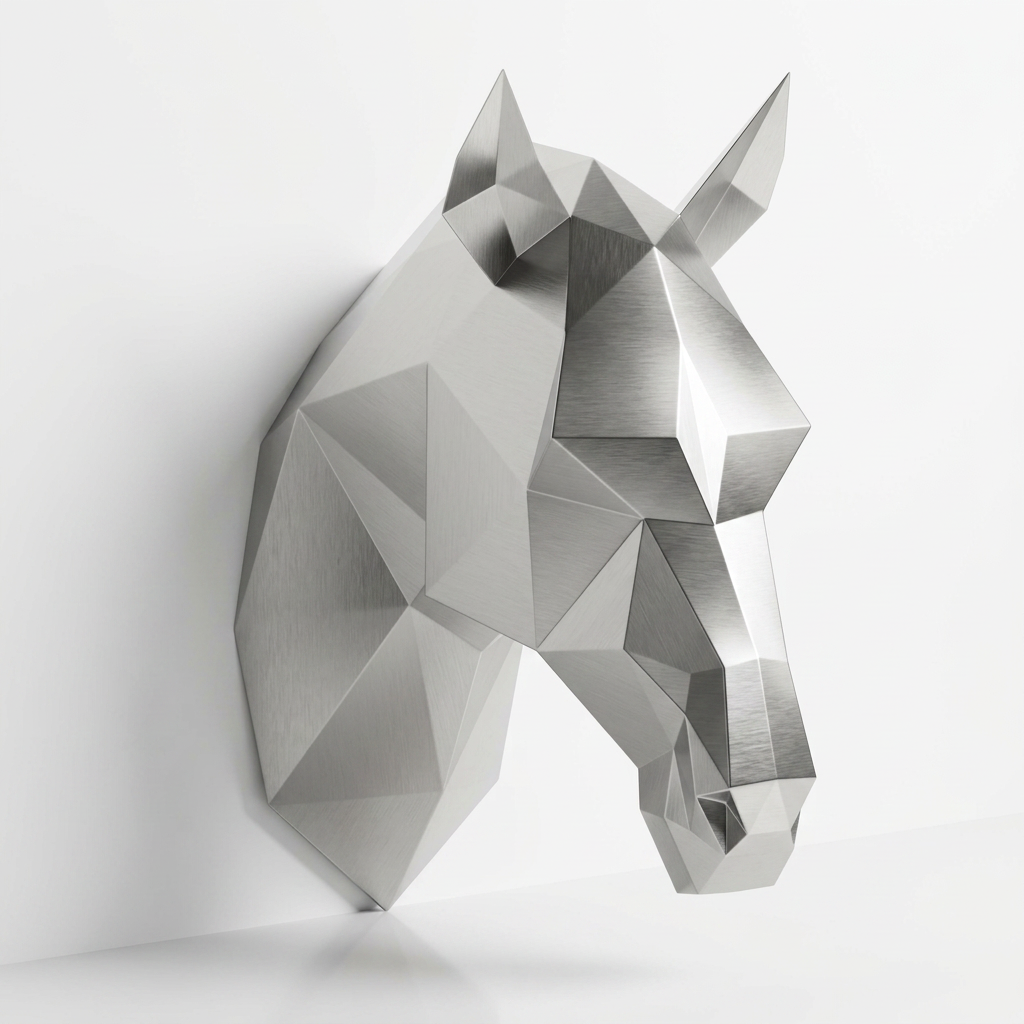 Tête de Cheval en Origami Métallique - Sculpture Origami