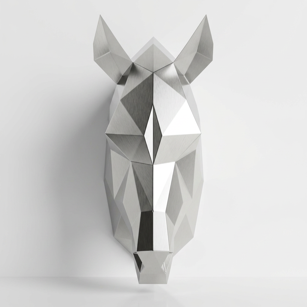 Tête de Cheval en Origami Métallique - Sculpture Origami