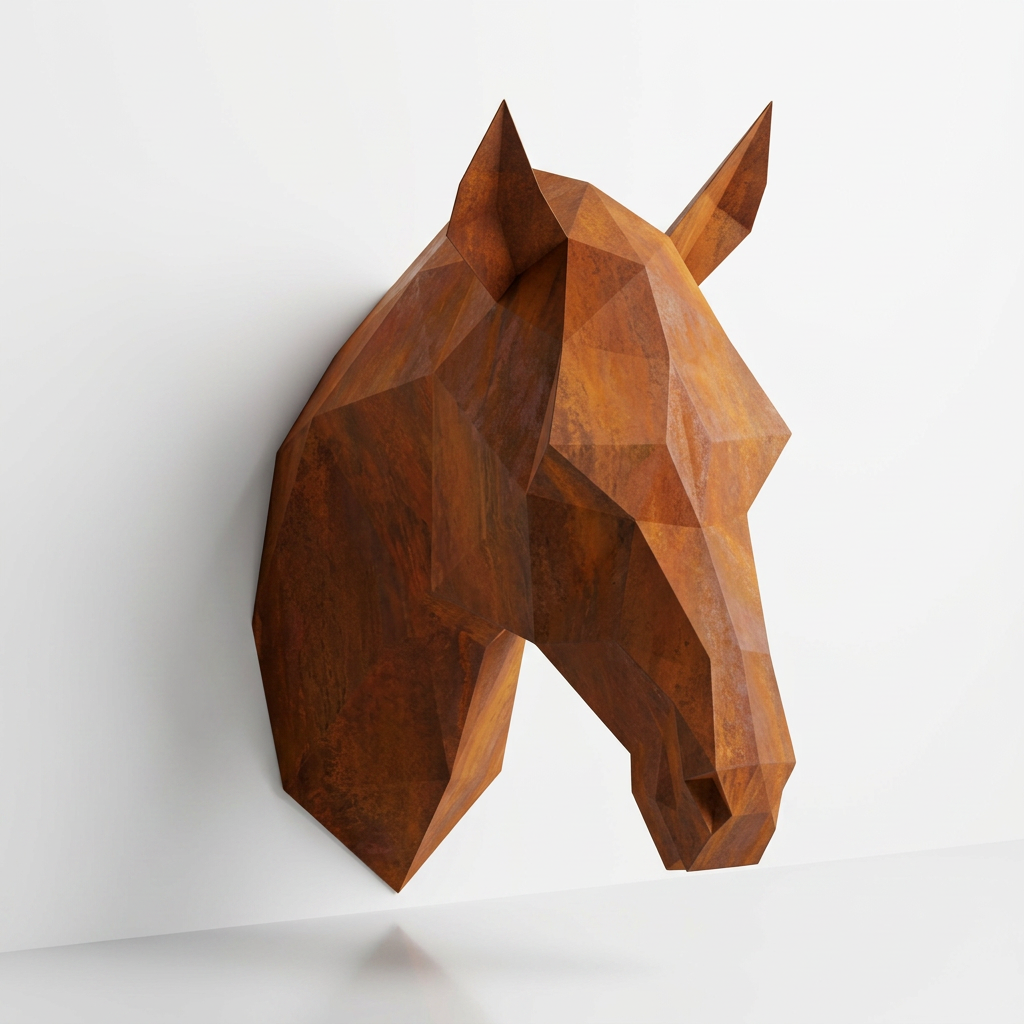 Tête de Cheval en Origami Métallique - Sculpture Origami