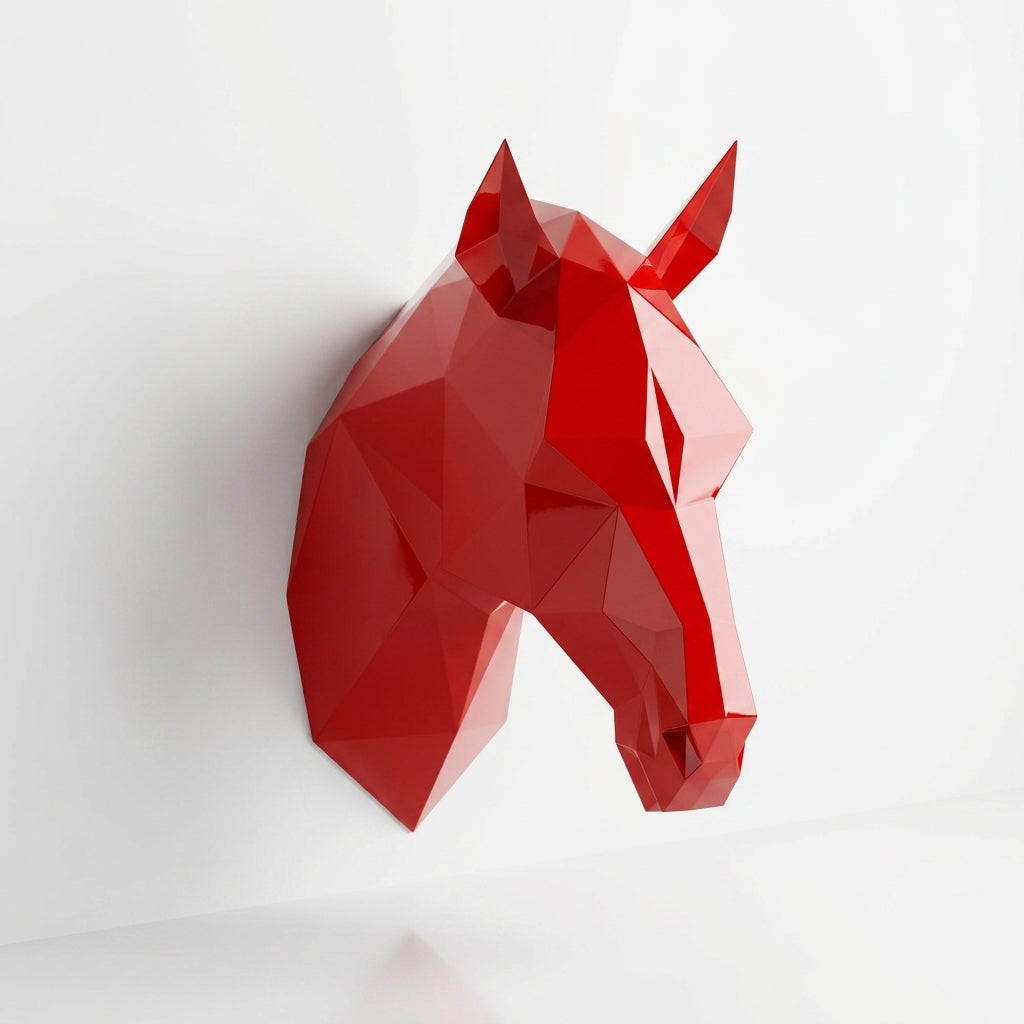 Tête de Cheval en Origami Métallique - Sculpture Origami