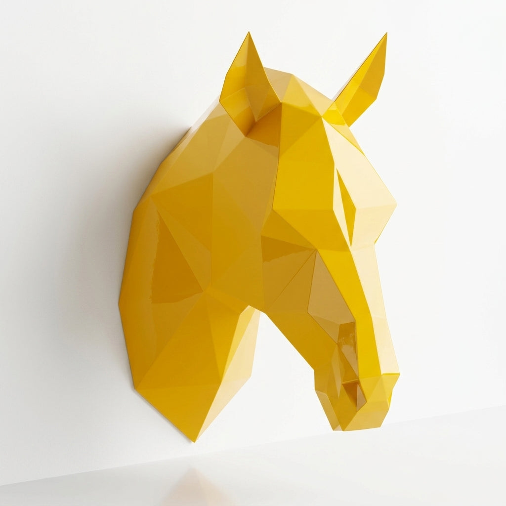 Tête de Cheval en Origami Métallique - Sculpture Origami