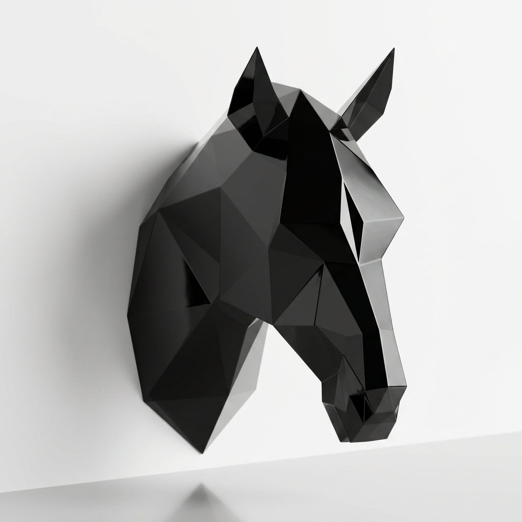 Tête de Cheval en Origami Métallique - Sculpture Origami