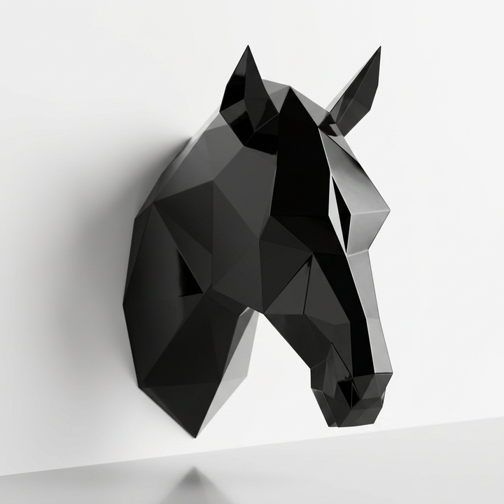 Tête de Cheval en Origami Métallique - Sculpture Origami