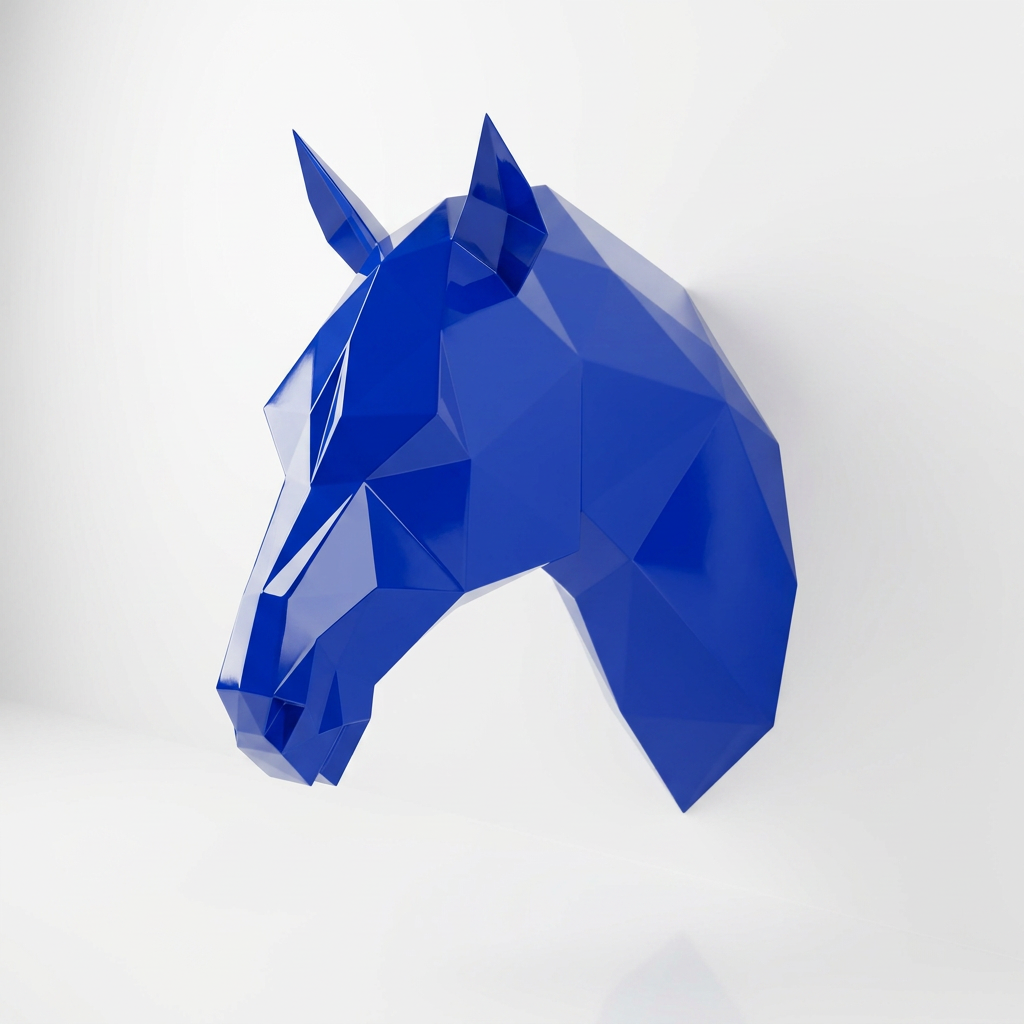 Tête de Cheval en Origami Métallique - Sculpture Origami