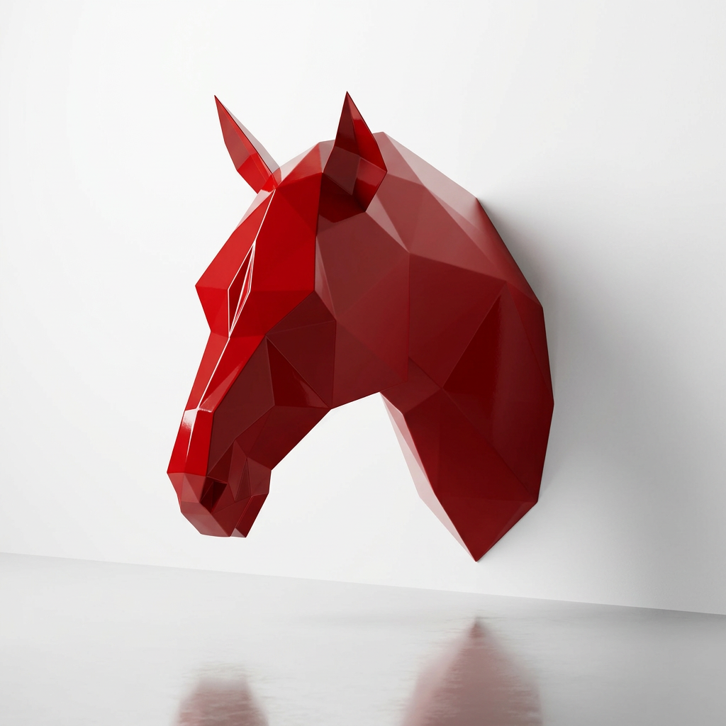 Tête de Cheval en Origami Métallique - Sculpture Origami