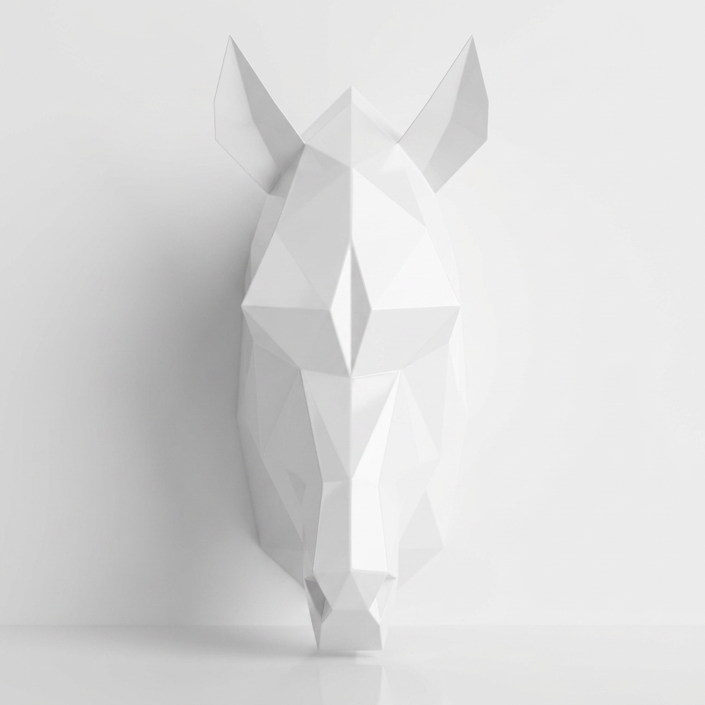 Tête de Cheval en Origami Métallique - Sculpture Origami