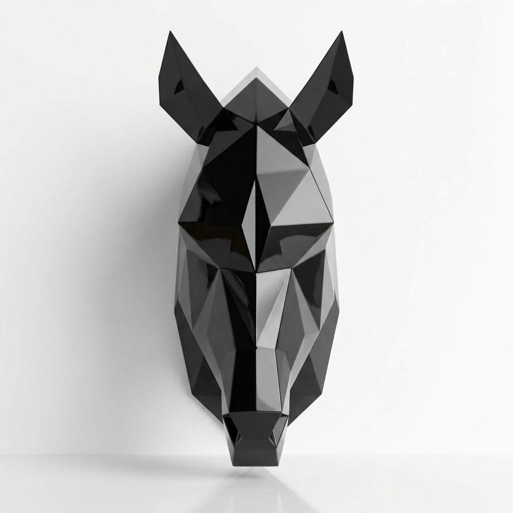 Tête de Cheval en Origami Métallique - Sculpture Origami