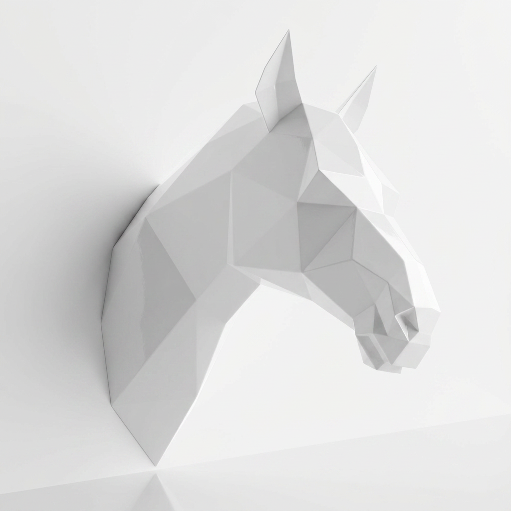 Tête de Cheval en Origami Métallique - Sculpture Origami