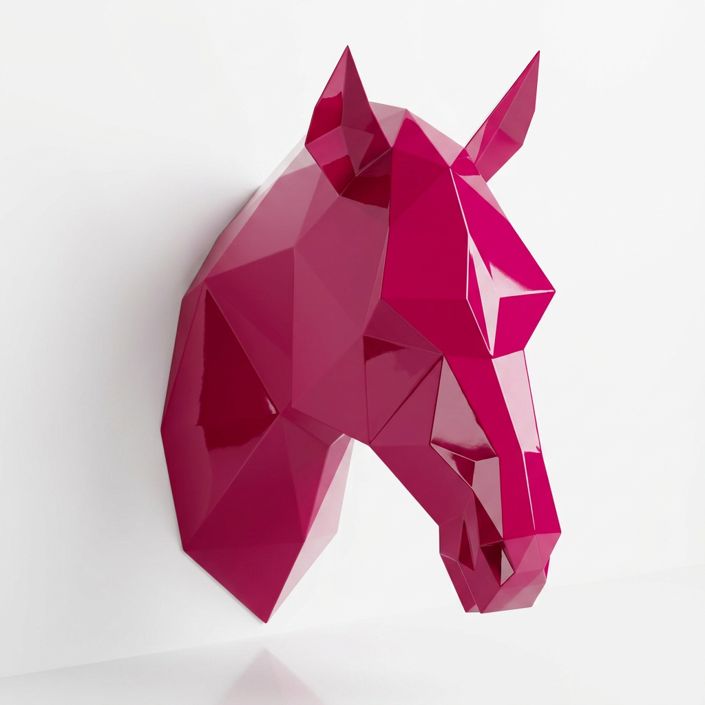 Tête de Cheval en Origami Métallique - Sculpture Origami