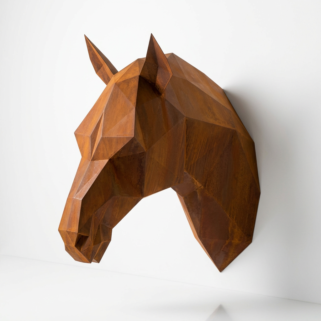 Tête de Cheval en Origami Métallique - Sculpture Origami