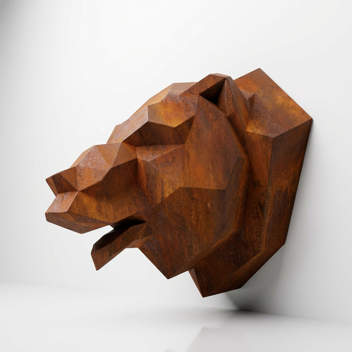 Sculpture Tête d’Ours Murale Facettée - Sculpture Origami