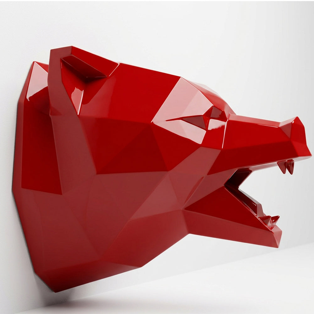 Sculpture Tête d’Ours Rugissante Facettée - Sculpture Origami
