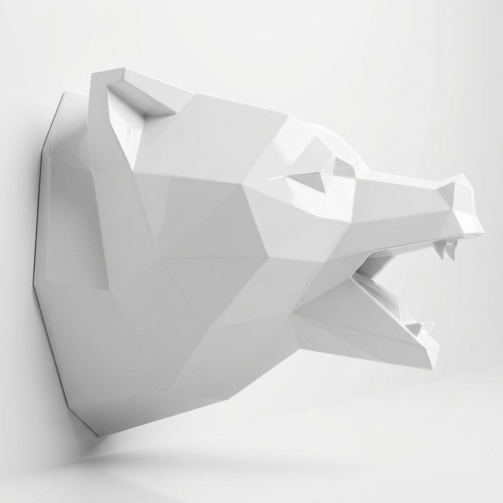 Sculpture Tête d’Ours Rugissante Facettée - Sculpture Origami