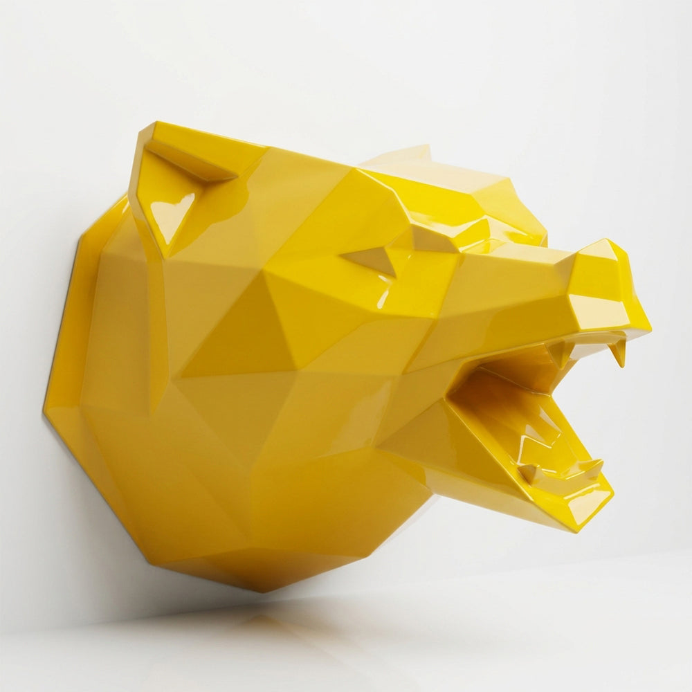 Sculpture Tête d’Ours Rugissante Facettée - Sculpture Origami