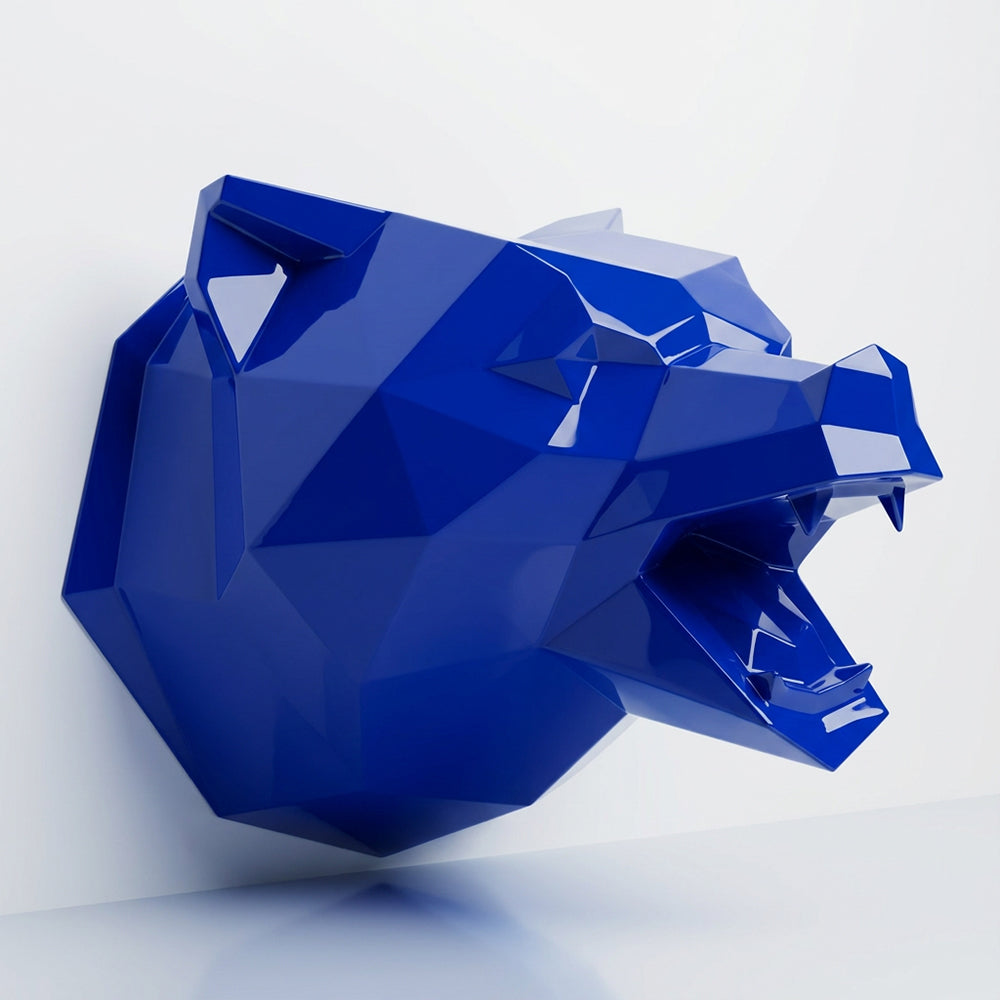 Sculpture Tête d’Ours Rugissante Facettée - Sculpture Origami