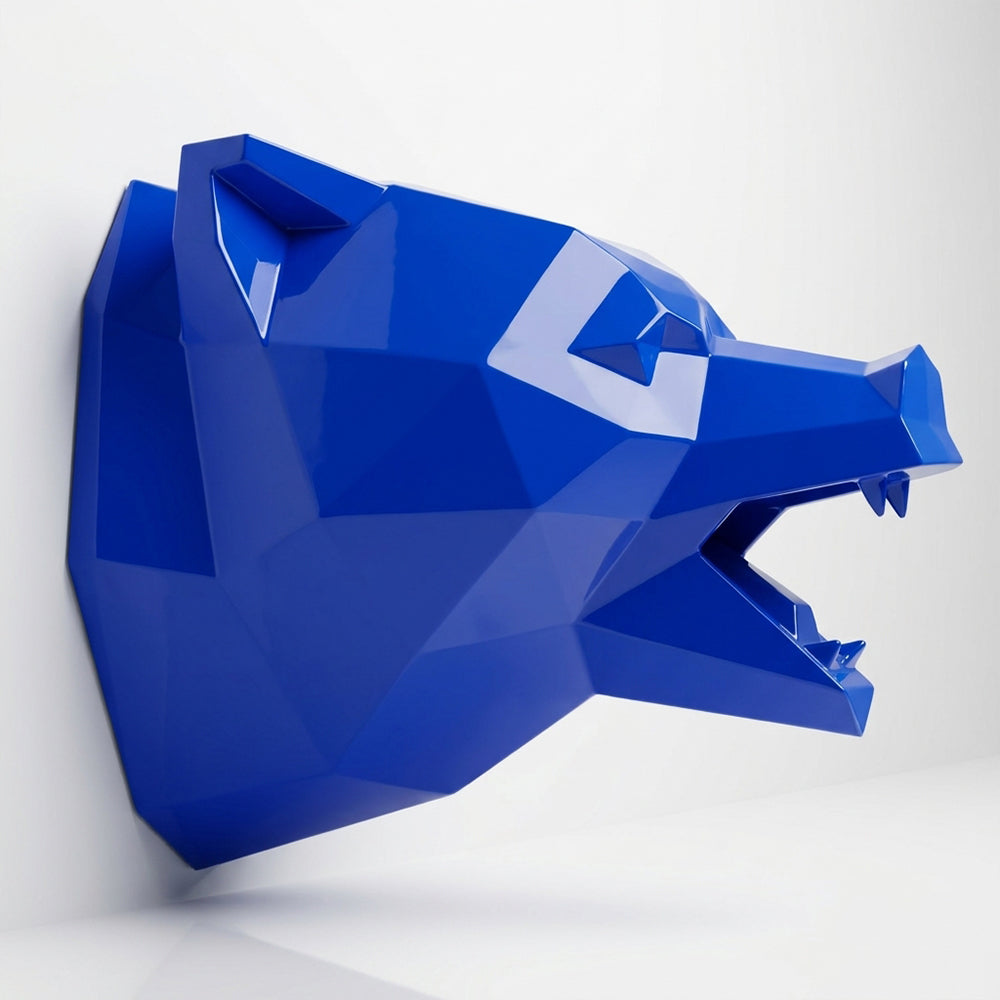 Sculpture Tête d’Ours Rugissante Facettée - Sculpture Origami