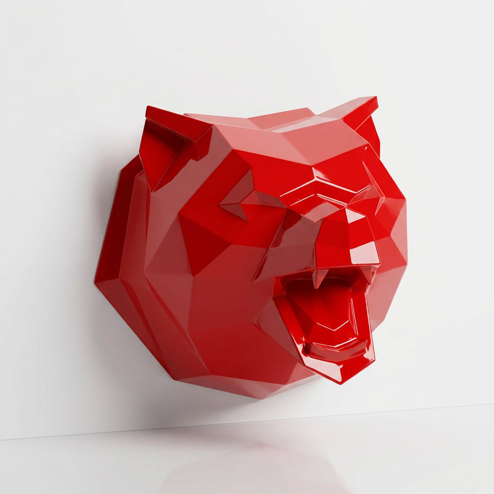 Sculpture Tête d’Ours Rugissante Facettée - Sculpture Origami