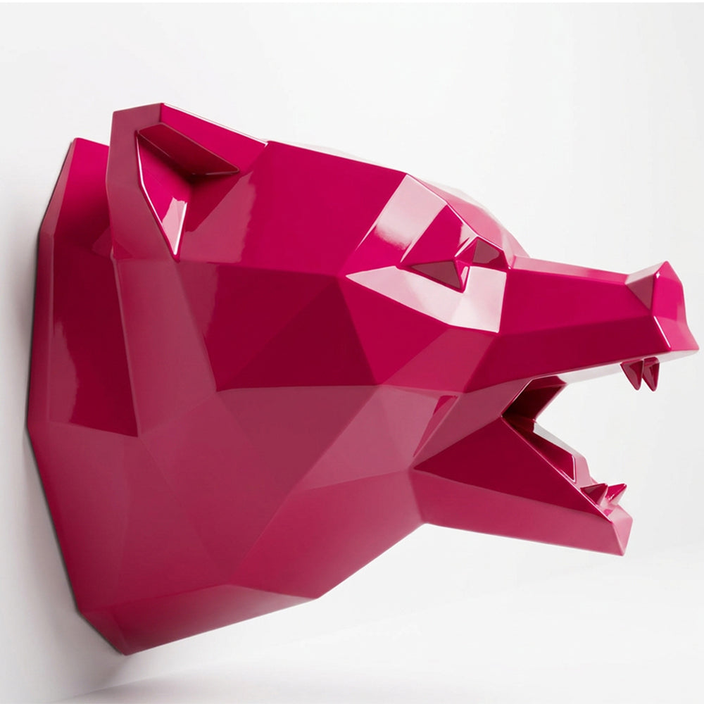 Sculpture Tête d’Ours Rugissante Facettée - Sculpture Origami