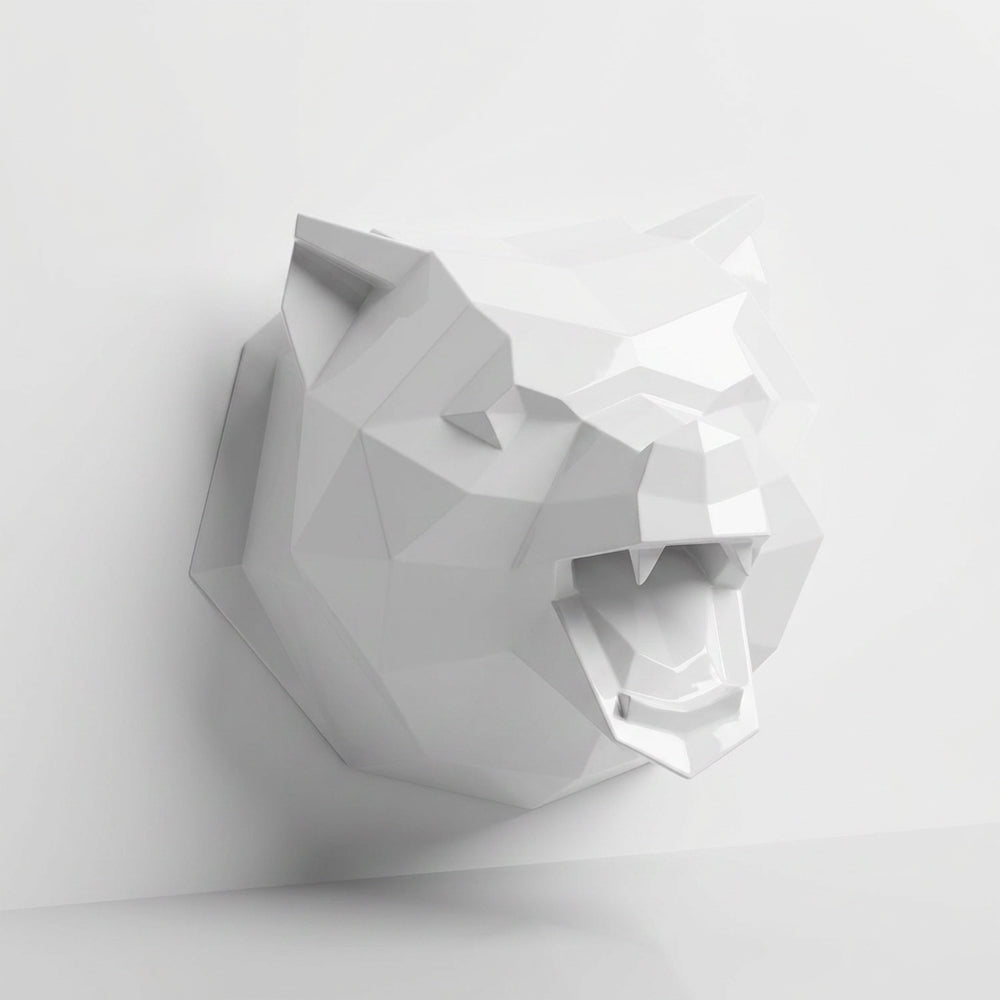 Sculpture Tête d’Ours Rugissante Facettée - Sculpture Origami
