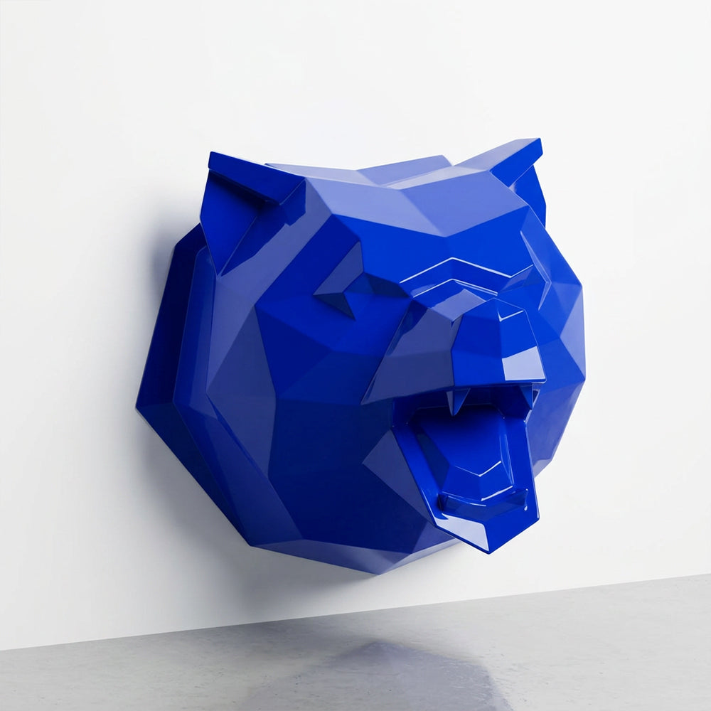 Sculpture Tête d’Ours Rugissante Facettée - Sculpture Origami