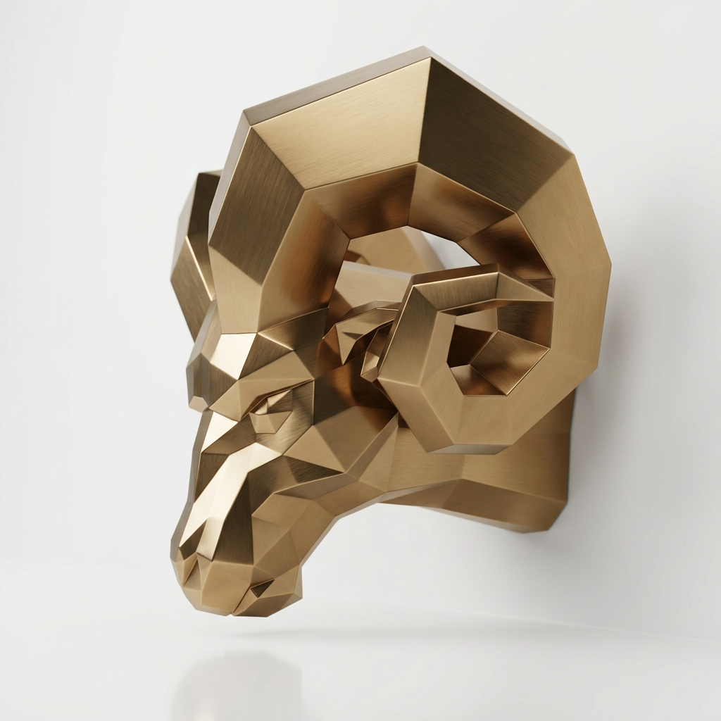Sculpture Tête de Bouc en Acier Corten - Sculpture Origami