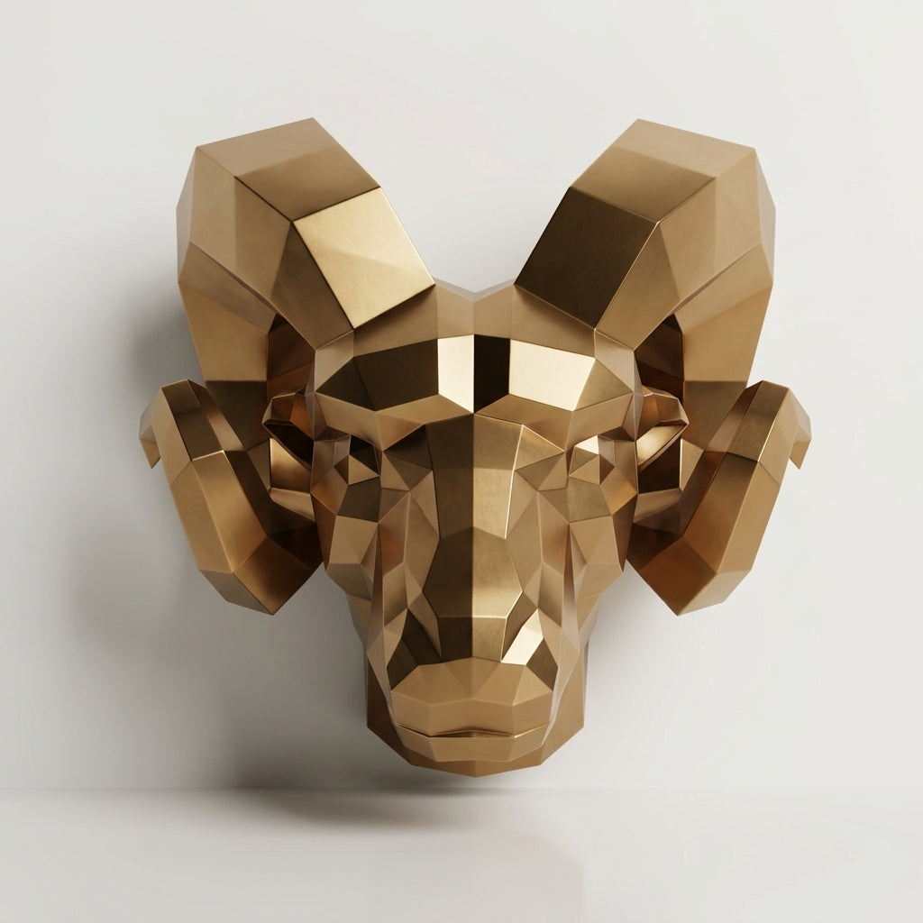 Sculpture Tête de Bouc en Acier Corten - Sculpture Origami