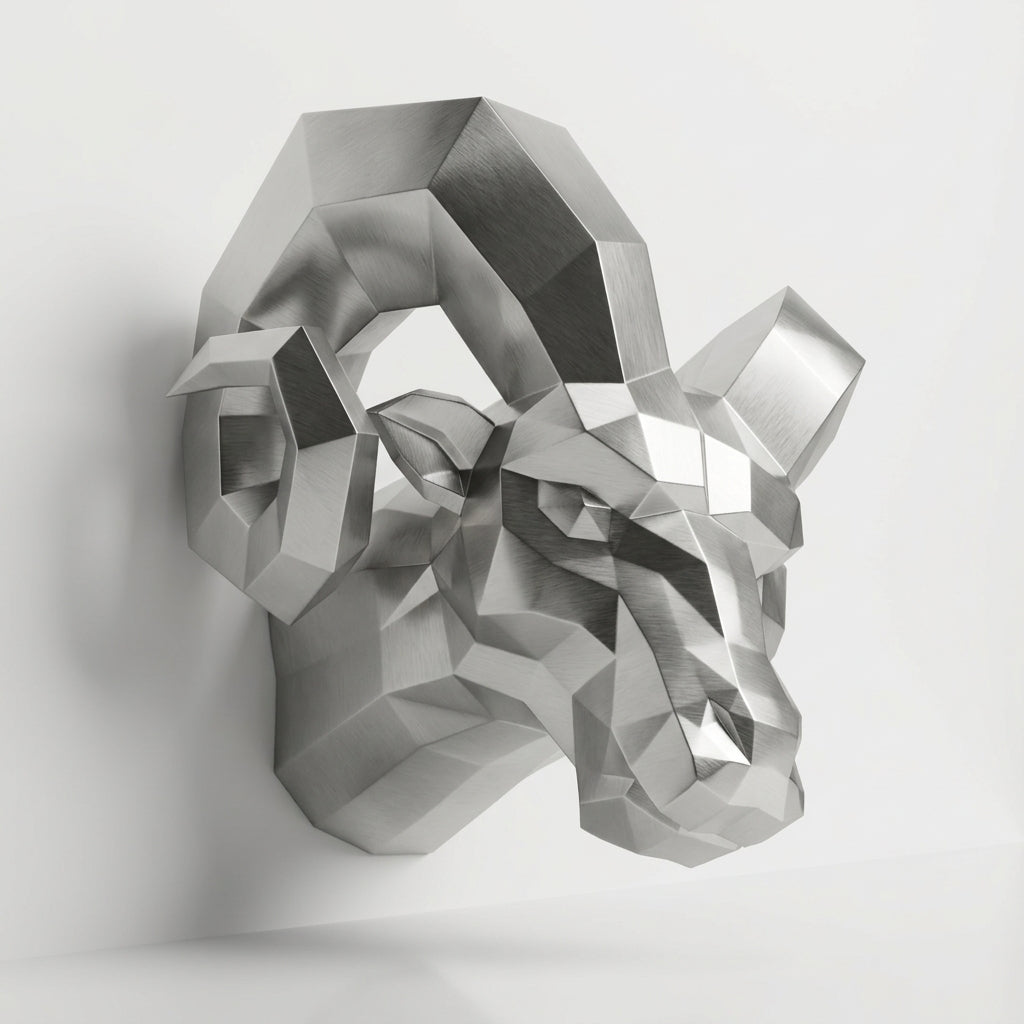 Sculpture Tête de Bouc en Acier Corten - Sculpture Origami