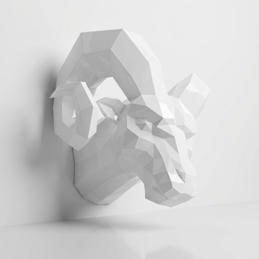 Sculpture Tête de Bouc en Acier Corten - Sculpture Origami