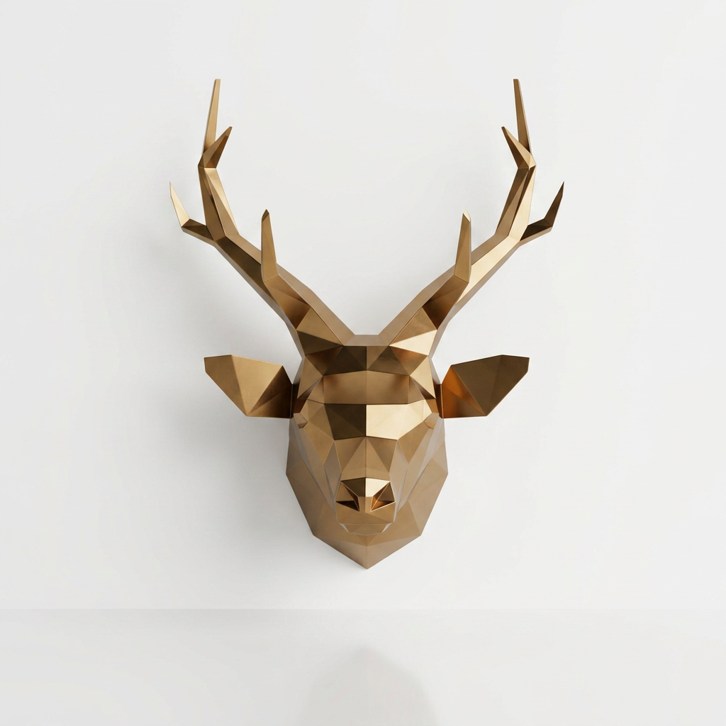 Trophée Tête de Cerf Origami - Sculpture Origami