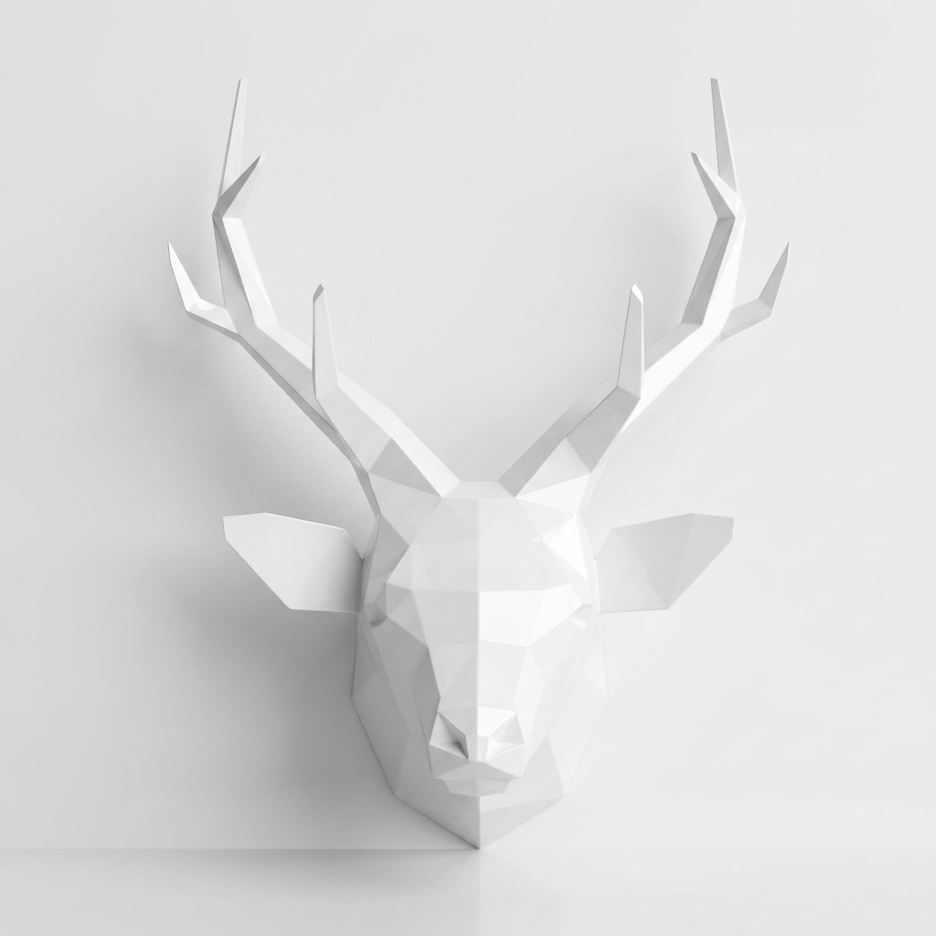 Trophée Tête de Cerf Origami - Sculpture Origami