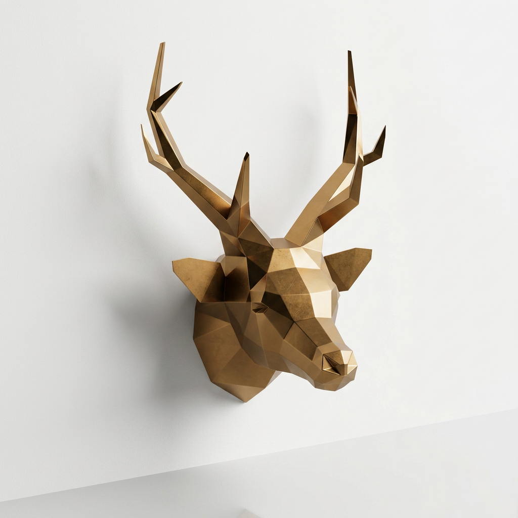 Trophée Tête de Cerf Origami - Sculpture Origami