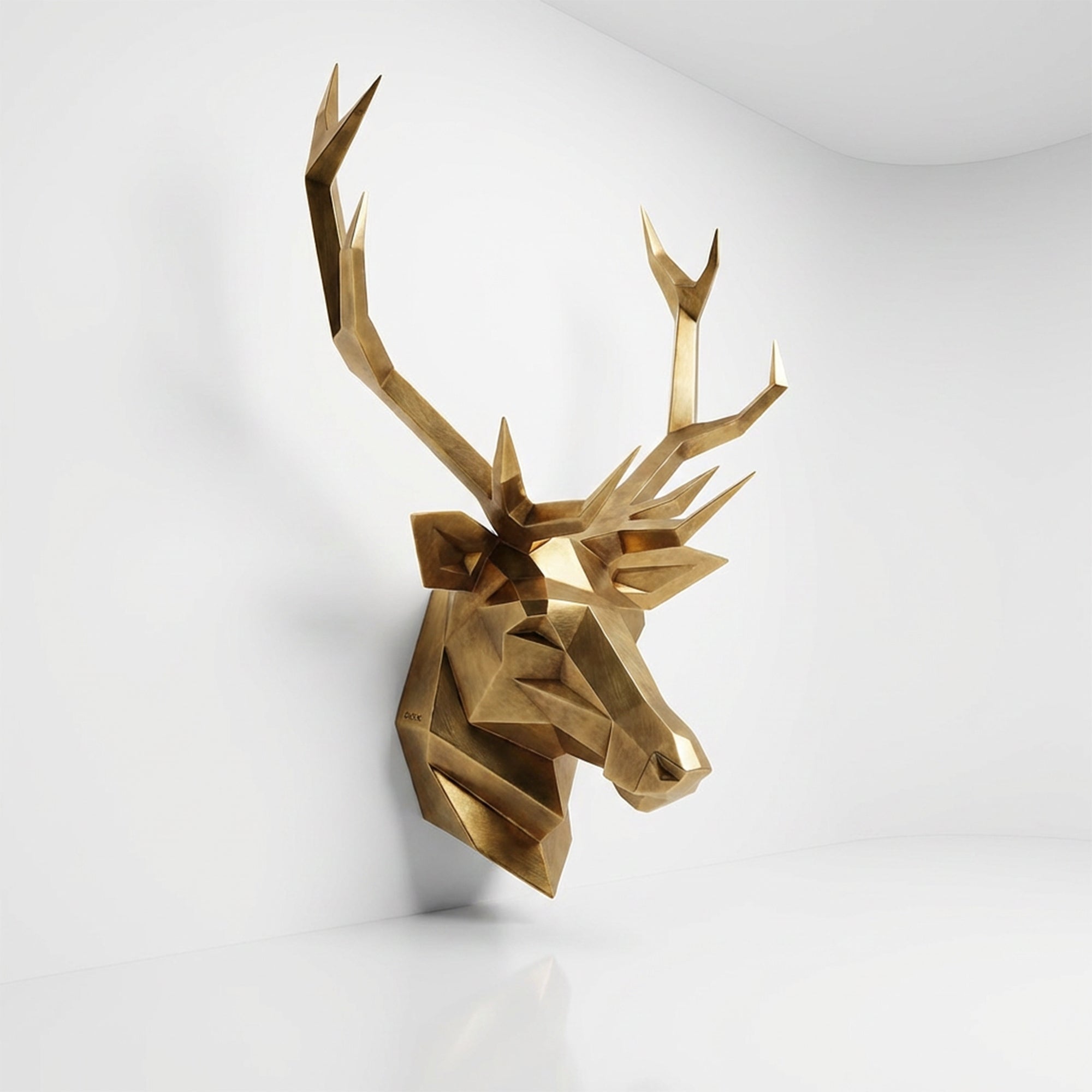 Sculpture Tête de Cerf Murale Facettée - Sculpture Origami